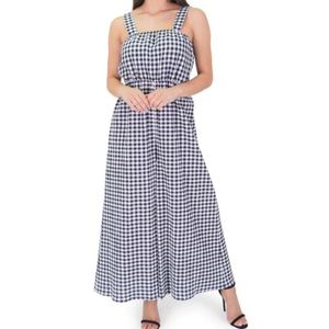 Black and White Gingham Gaucho Jumpsuit
